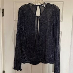 Studio Y Black Sheer Long Sleeve Blouse